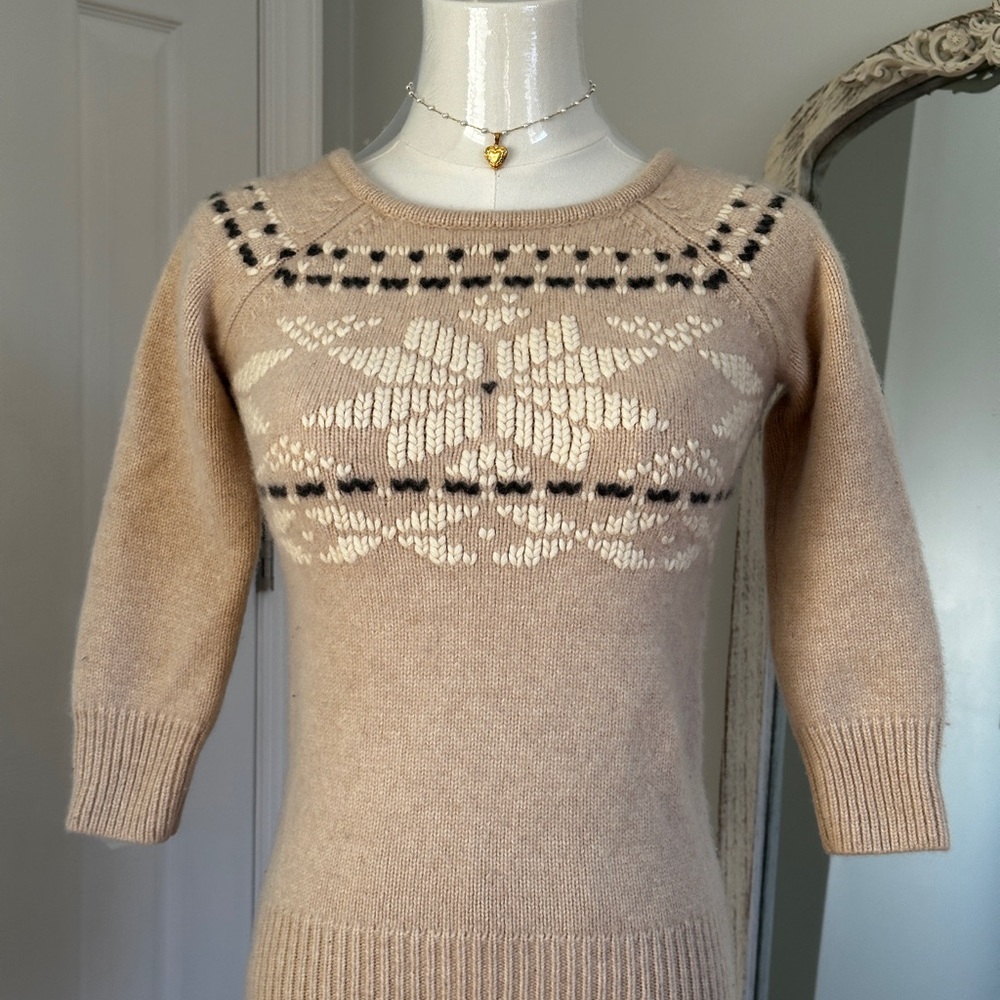 Vintage Saks Fifth Avenue Cream winter 100% cashmere sweater